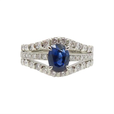 PT900鉑金 藍寶石 鑽石 戒指【JEWELRY 無品牌珠寶】