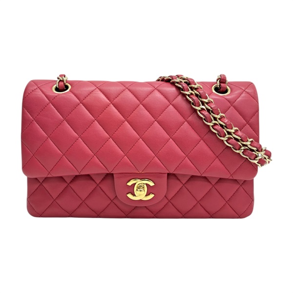 紅色 菱格紋 羊皮 Classic Flap 25 肩背包 金扣【CHANEL 香奈兒】 A01112