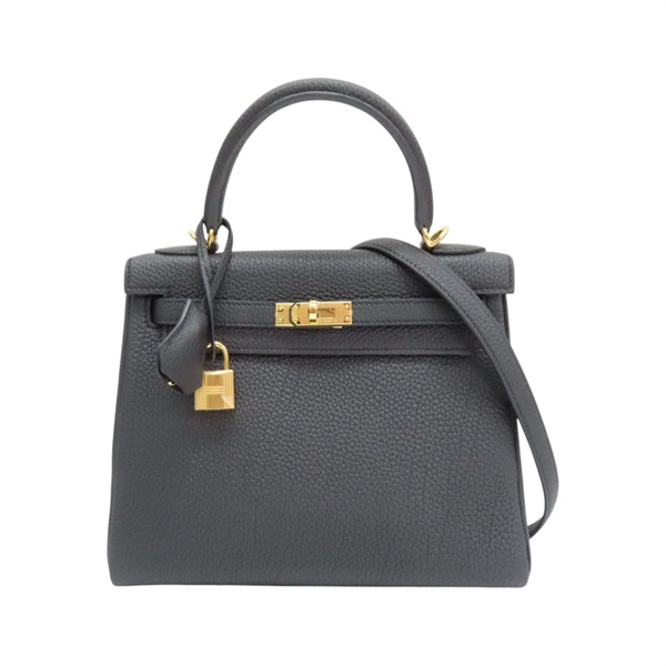 黑色 Togo 牛皮 Kelly 25 凱莉包 两用包 W刻 金扣【HERMES 愛馬仕】