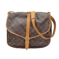 棕色 原花帆布 Saumur 35 肩背包【LOUIS VUITTON LV 路易威登】 M42254