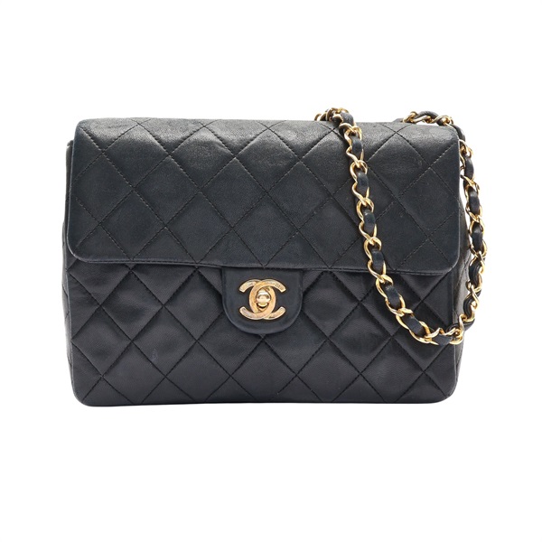 黑色 菱格紋 羊皮 鍊帶 肩背包【CHANEL 香奈兒】 A01163