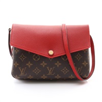 棕色 原花 紅色牛皮 Twice 肩背包【LOUIS VUITTON LV 路易威登】 M50184
