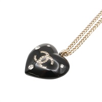 黑色 壓克力 鍍金 水鑽 Heart Motif 項鍊【CHANEL 香奈兒】