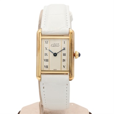 米白色錶盤 白色皮帶 MUST TANK SM 腕錶【Cartier 卡地亞】 W1003053