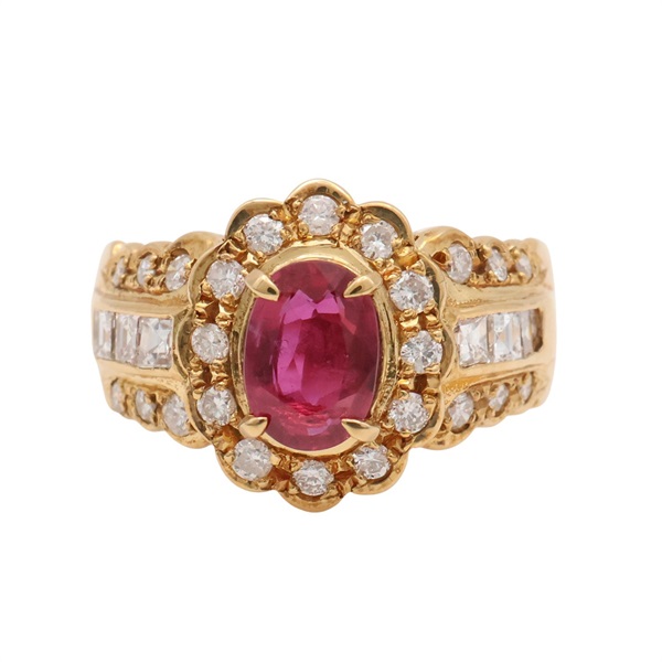 18K黃金 紅寶石 鑽石 戒指【JEWELRY 無品牌珠寶】
