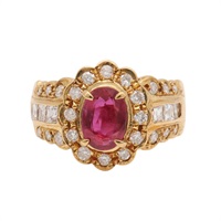 18K黃金 紅寶石 鑽石 戒指【JEWELRY 無品牌珠寶】