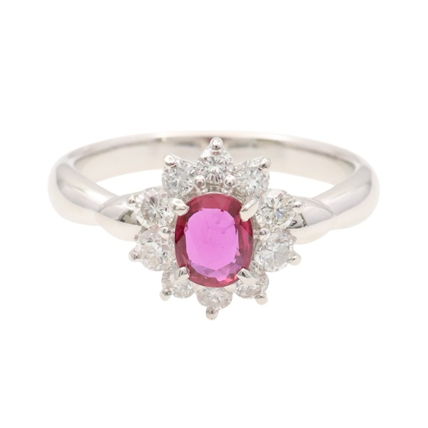 PT900鉑金 紅寶石 鑽石 戒指【JEWELRY 無品牌珠寶】