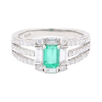 PT900鉑金 綠寶石 戒指【JEWELRY 無品牌珠寶】 Diamond 5.7g