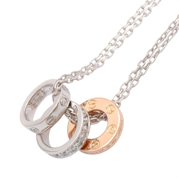 Three Ring Love 項鍊 18K玫瑰金/18K白金 鑽石 二手精品【Cartier 卡地亞】 B7219800