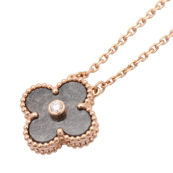 Vintage Alhambra 項鍊 18K 玫瑰金 鑽石 黑曜石【Van Cleef & Arpels 梵克雅寶】 ARP9T000