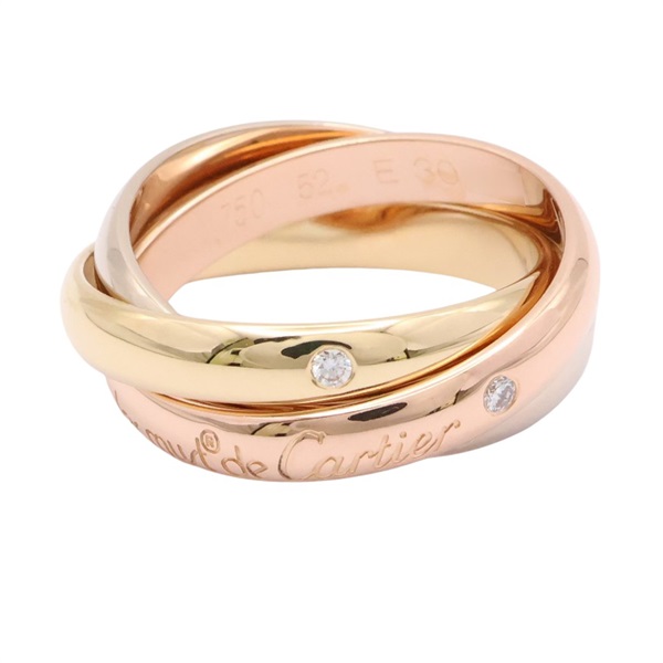 Trinity 三環戒指 18K 三色三金 鑽石 52【Cartier 卡地亞】