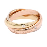 Trinity 三環戒指 18K 三色三金 鑽石 52【Cartier 卡地亞】