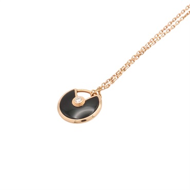 Amulette de Cartier 項鍊 18K 玫瑰金 黑色琺瑯 鑽石【Cartier 卡地亞】