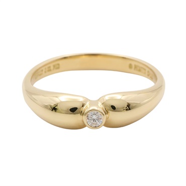Tiffany ＆ Co 蒂芬妮 Elsa Peretti 雙水滴 戒指 18K黃金 鑽石