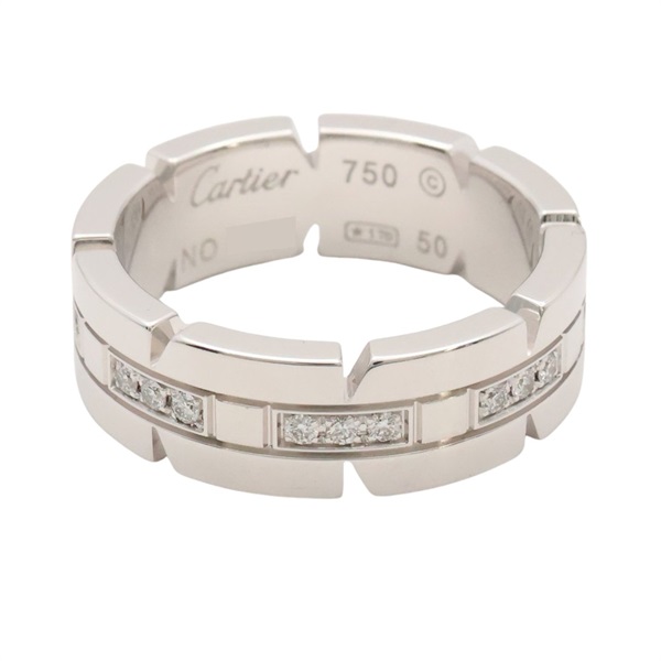 Cartier 卡地亞 Tank Francaise Half 戒指 18K白金 鑽石 #50