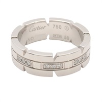 Cartier 卡地亞 Tank Francaise Half 戒指 18K白金 鑽石 #50