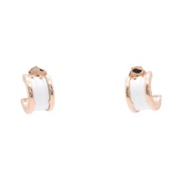 BVLGARI 寶格麗 B.zero1 圈式耳環 18K玫瑰金 白陶瓷 346464