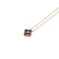 Van Cleef & Arpels 梵克雅寶 Vintage Alhambra 項鍊 18K玫瑰金 黑色 縞瑪瑙 鑽石 VCAR097100
