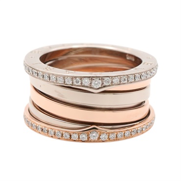 BVLGARI 寶格麗 B.zero1 戒指 52 18K白金/玫瑰金 鑽石 AN858368