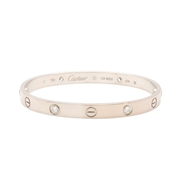 Cartier 卡地亞 Love 4PD 手環 18K白金 鑽石 B6082200