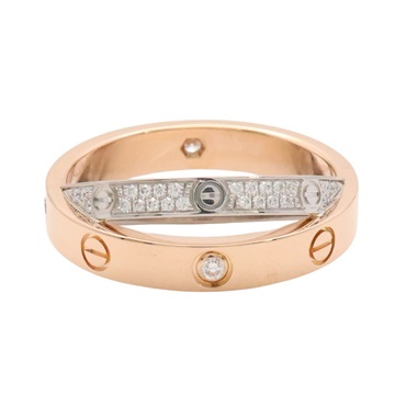 Cartier 卡地亞 Be Love 戒指 18K玫瑰金/白金 鑽石 B4094600