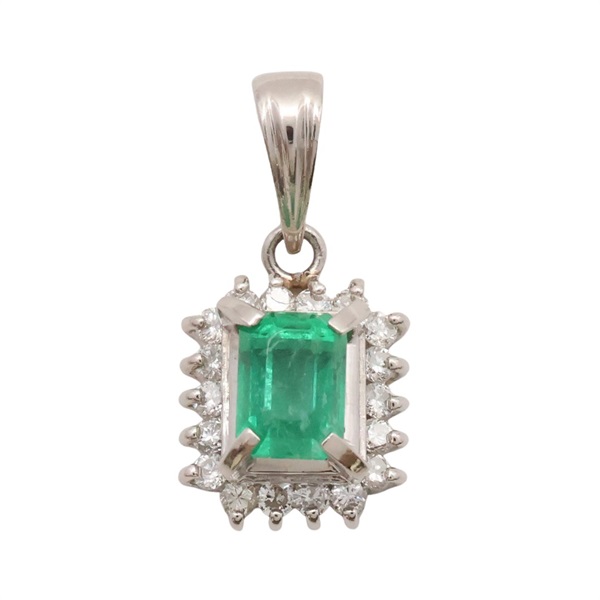 祖母綠 鑽石 墜飾 PT850鉑金【JEWELRY 無品牌珠寶】 Emerald 2.1g
