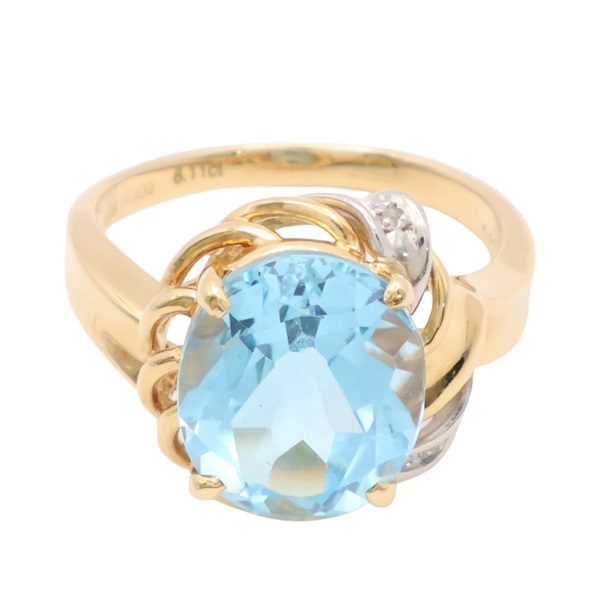 藍托帕石 戒指 18K黃金 PT900鉑金【JEWELRY 無品牌珠寶】 Blue Topaz 5.48g