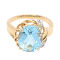 藍托帕石 戒指 18K黃金 PT900鉑金【JEWELRY 無品牌珠寶】 Blue Topaz 5.48g
