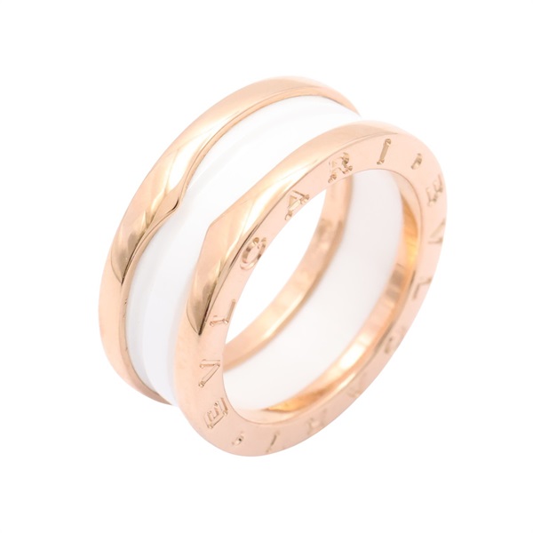 BVLGARI 寶格麗 B.zero1 戒指 #52 18K玫瑰金 白色陶瓷 347010