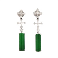 JEWELRY 無品牌珠寶 翡翠 鑽石 針式耳環 18K白金 Jade 4.96g