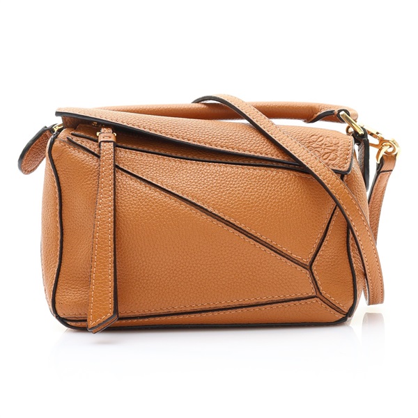 LOEWE 羅威 Mini Puzzle 兩用包 棕色 牛皮