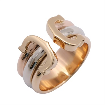 Cartier 卡地亞 2C Double C 戒指 50 18K 三色三金