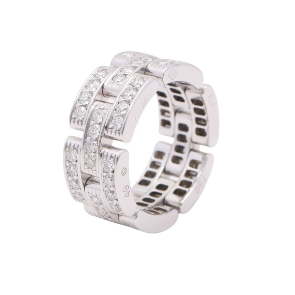Cartier 卡地亞 Maillon Panthere 戒指 #49 18K白金 鑽石