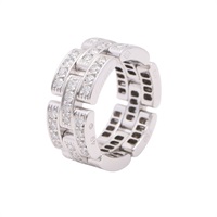Cartier 卡地亞 Maillon Panthere 戒指 #49 18K白金 鑽石