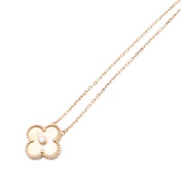Van Cleef & Arpels 梵克雅寶 Vintage Alhambra 1PD 項鍊 18K黃金/灰母貝 VCARP2R700