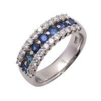 JEWELRY 無品牌珠寶 戒指 #52 18K白金 藍寶石 鑽石 Sapphire 9.62g
