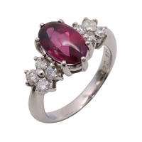 JEWELRY 無品牌珠寶 石榴石 鑽石 戒指 PT900鉑金