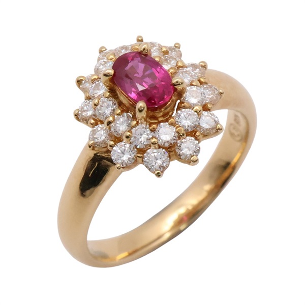 JEWELRY 無品牌珠寶 戒指 #52 18K黃金 紅寶石 鑽石 Ruby 5.3g