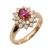 JEWELRY 無品牌珠寶 戒指 #52 18K黃金 紅寶石 鑽石 Ruby 5.3g
