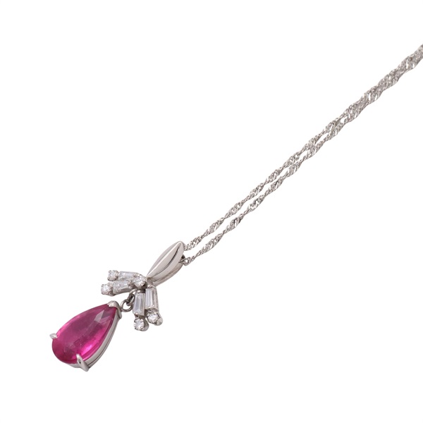 JEWELRY 無品牌珠寶 粉色碧璽寶石 項鍊 PT900/PT850鉑金 Tourmaline 4.7g