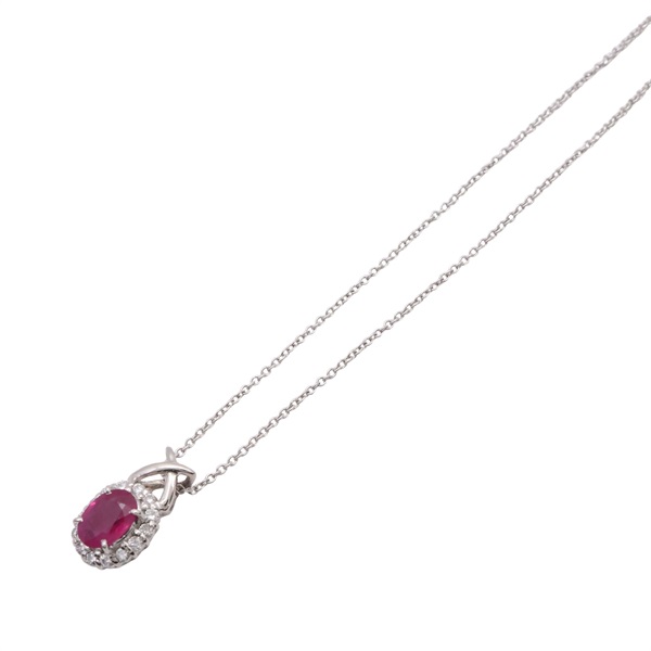 JEWELRY 無品牌珠寶 紅寶石 鑽石 項鍊 18K白金/PT900鉑金 Ruby 3.86g