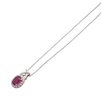 JEWELRY 無品牌珠寶 紅寶石 鑽石 項鍊 18K白金/PT900鉑金 Ruby 3.86g