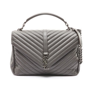 SAINT LAURENT YSL 聖羅蘭 College 兩用包 灰色 牛皮 392738