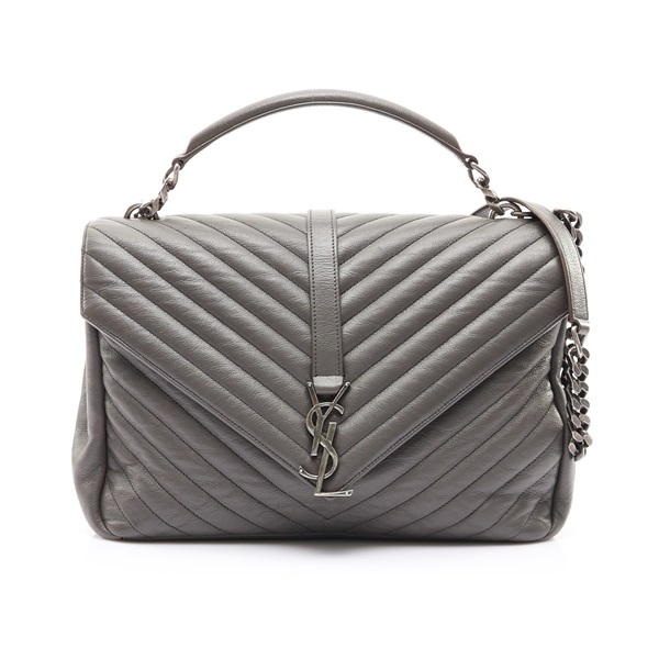 SAINT LAURENT YSL 聖羅蘭 College 兩用包 灰色 牛皮 392738