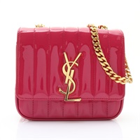 Saint Laurent 聖羅蘭 Vicky Chain 鍊帶肩背包 粉色 漆皮 538439