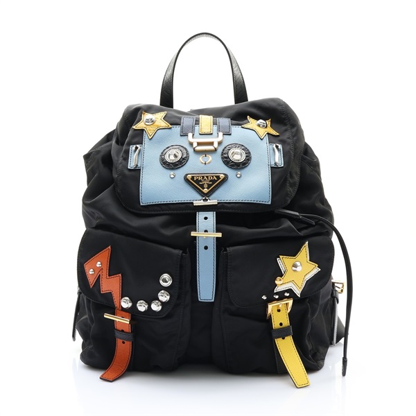 PRADA 普拉達 Robot 後背包 黑色 尼龍 1BZ811