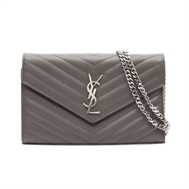 SAINT LAURENT YSL 聖羅蘭 Cassandre Woc 肩背包 灰色 牛皮 377828