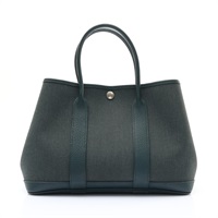 HERMES 愛馬仕 Garden Party 30 花園包 手提包 綠色 Militaire帆布 Negonda牛皮 D刻 H069573CK
