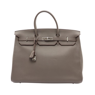 HERMES 愛馬仕 Birkin 40 柏金包 手提包 錫器灰 Clemance牛皮 □Q刻 銀扣