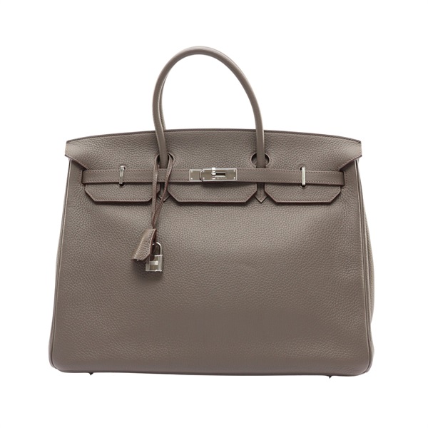 HERMES 愛馬仕 Birkin 40 柏金包 手提包 錫器灰 Clemance牛皮 □Q刻 銀扣